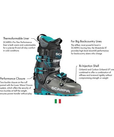 SCARPA Men's Maestrale XT Ski Boots | Backcountry & Downhill | Anthracite/Azure - Size 26 - Buy Online on GoSupps.com