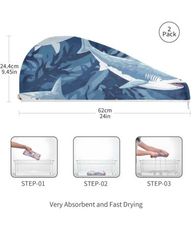 Sharks-2734 Hair Towel 2 Pack - Super Absorbent Quick Dry Hair Turbans for Women & Girls | Perfect Hair Drying Solution - Buy Online on GoSupps.com