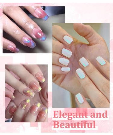 9-Piece Chrome Nail Powder Set - Rose Gold & Purple Reflecting Glitter with Eyeshadow Brushes | International Shipping - Buy Online on GoSupps.com