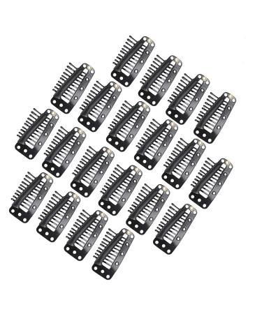 Tinksky 20pcs 10-Teeth Snap-Comb Wig Clips with Rubber for Hair Extension (Black)
