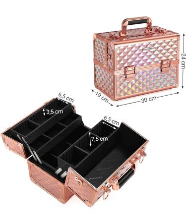 Songmics Rose Gold Cosmetic Case - Lockable Make-Up Organizer for Travel & Hairdressers | Stylish Storage for Visagists | JBC323RD Pink Gold - Buy Online on GoSupps.com