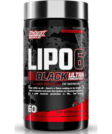 Nutrex Research Lipo-6 Black Ultra Concentrate | Thermogenic Energizing Fat Burner Supplement, Increase Weight Loss, Energy & Intense Focus | 60Count 60 Count (Pack of 1)