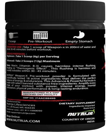Weapon-X Pre-Workout Powder | 21 Active Ingredients | 3 Creatine Forms AAKG Beta-Alanine | Energy & Focus Boost | 60 Servings (Mango - Buy Online on GoSupps.com