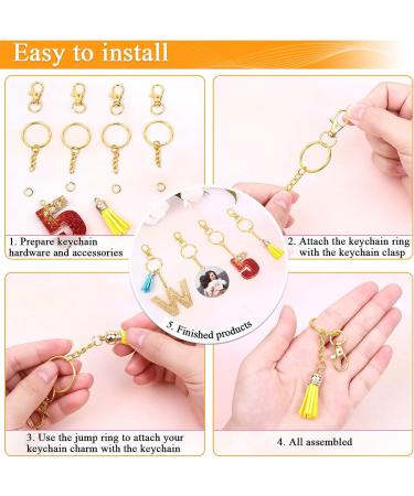Selizo 120pcs Gold Keychain Hardware Set for Crafts - 60 Key Chain Hooks & 60 Rings for Keychains - Ideal for Acrylic Blanks and Resin Craft Projects - Buy Online on GoSupps.com