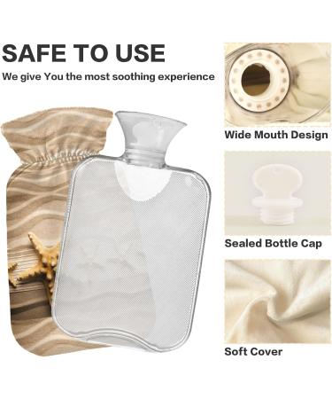 Naanle Beach Wood Seestern Hot Water Bottle with Cover - 1L Transparent Heat Bottle for Bed Hand & Feet Warmer Pain Relief & Cold Therapy - International Shipping Available - Buy Online on GoSupps.com