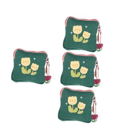Healeved 4 pieces of storage bags for women's bandages Bag for women's bandages container for menstrual pads small women wallet Tampon-pad Korean version Student Gr nx4Stk 11.5x11.5x2cmx4pcs