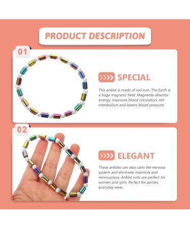 COHEALI 3Pcs Hematite Beaded Bracelets for Women - Colorful, Elastic, Slim Foot Pearl & Crystal Bracelet Set - Buy Online on GoSupps.com