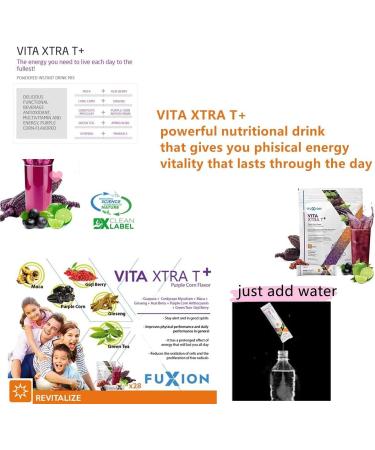 Fuxion Vita Xtra T-Mix Fast Acting Energizing Tea - All Natural Herbs & Fruits for Natural Energy - Purple Corn - 28 Sachets - Buy Online on GoSupps.com