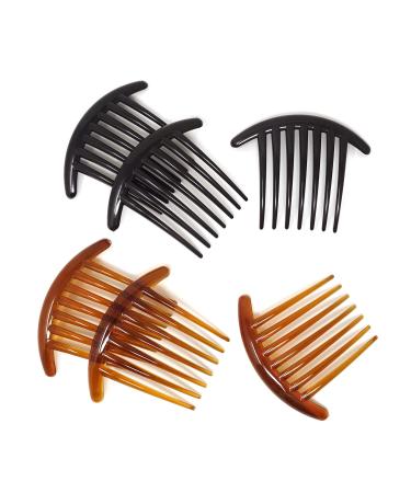 Honbay 6PCS Plastic 7 Tooth French Twist Combs Hair Side Combs Clips Accessory for Women and Girls (4Inch) A-6pcs
