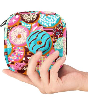 Menstruation Pad Bag with Zipper | Stylish Women's Tampon & Napkin Bag in Sweet Donut Pink & Green - Buy Online on GoSupps.com