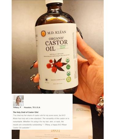 M.D. KLEAN ORGANIC CASTOR OIL 100% Cold Pressed (500ml) Amber Glass Bottle - Hexane Free | BPA Free Pump Inc | Unrefined Certified Organic | Skin Moisturizing and Conditioning Oil - Buy Online on GoSupps.com