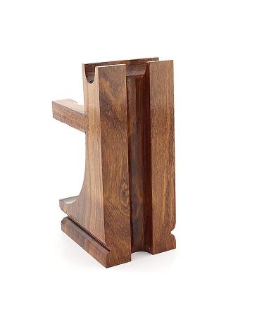 Premium Shaving Razor & Brush Stand - Walnut Finish | Universal Holder - Buy Online on GoSupps.com