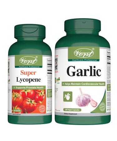 VORST Premium Lycopene 60 Capsules & Garlic 180 Vegan Capsules (Combo Bundle 2 Bottles)
