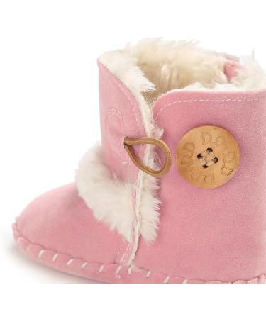 EDOTON Baby Warm Booties with Button Design | Soft Non-slip Sole Snow Boots for 0-6 Months | Pink - Buy Online on GoSupps.com
