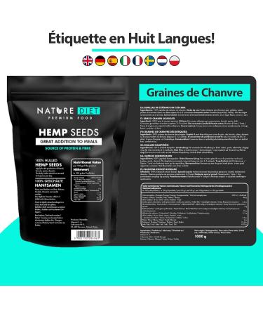 Nature Diet - Hemp Seeds 1000g | Hulled | Decorated | Gluten Free | Vegan - Buy Online on GoSupps.com