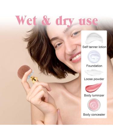 Large Kabuki Makeup Brush for Streak-Free Self Tan Application | Premium Bronze Blend Back Applicator with Rhinestones - Perfect for Face & Legs - Buy Online on GoSupps.com