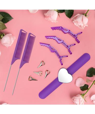 17-Piece Coldairsoap Hair Parting Tools Set with Ring Combs and Clips - Purple - Buy Online on GoSupps.com