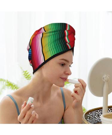 Mexican Serape Blanket Hair Towel | Microfiber Soft & Super Absorbent Wrap for Women - Quick Dry Coral Velvet for Long Curly & Thick Hair - Buy Online on GoSupps.com