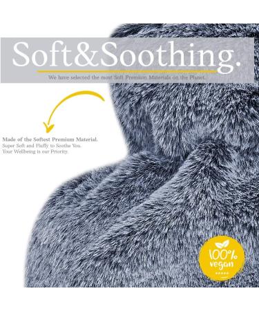 Qomfor Hot Water Bottle with Soft Cover - 1.8L Large - Pain Relief for Neck, Shoulders, Menstrual Cramps - Hot/Cold Therapy - Dark Grey - Buy Online on GoSupps.com