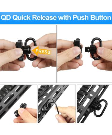 FANGOSS Two Point & Traditional Mlock Sling Rail Mounts with 1.25 Inch QD Push Button Swivel Loop - 2 Pack - Buy Online on GoSupps.com