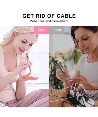 PELCAS Cordless Electric Nail Drill Kit - 20000RPM, 5 Speeds, LCD Display, 11 Attachments - Pink - Buy Online on GoSupps.com