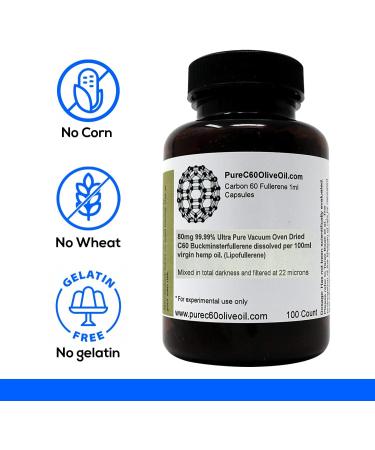 PureC60OliveOil C60 Organic Hemp Seed Oil Capsules Pills 100ml / 3.4 Fl Oz - 99.99% Carbon 60 Solvent Free 80mg - Food Grade - Carbon 60 Hemp Seed Oil - from The Leading Global Producer C60 Hemp Oil - Buy Online on GoSupps.com