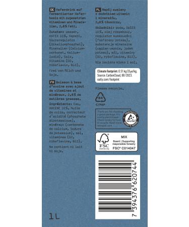 Oatly Oat Drink 2.8% Fat - Pack of 6 (6 x 1 Litre) | Delicious Dairy-Free Milk Alternative - Shop Internationally! - Buy Online on GoSupps.com