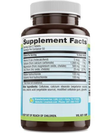 Cal-Mag-Zinc Chelated with Vitamin D3 | Bone Strength Supplement | Healthy Bones & Teeth | Heart Muscle Support | Best Whole Food Complex - 100 Vegan Caps - Buy Online on GoSupps.com