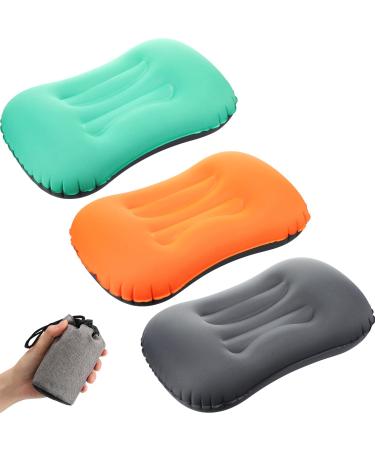 Yulejo 3 Pcs Inflatable Camping Travel Pillow Ultralight Inflating Pillows Lightweight Portable Backpacking Pillow for Neck Lumbar Support Camp Hiking Sleeping 3 Colors
