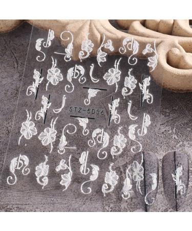 Nail Accessories Summer Acrylic Slider Decals Embossed Flowers Leaves 5D Nail Stickers(STZ-5D36)