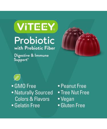 Extra Strength Probiotics Plus Prebiotics Fiber Gummies 2 Billion CFUs - Immune & Digestive Support - Dualbiotic Vegan Chewable - Berry Flavor - 60 Count (Pack of 2) - Buy Online on GoSupps.com