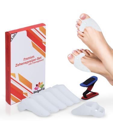 ValgoFit toe separator 6x - with ball protection against hallux valgus (foot) - with training band and eBook - chemical-free