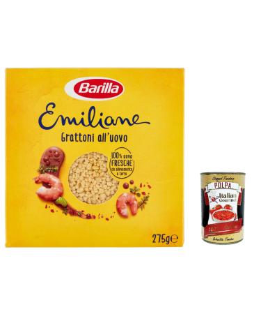 Italian Gourmet E.R. Barilla Egg Pasta Le Emiliane Grattoni Egg Pasta 275g + Italian Polpa Gourmet 400g (Pack of 10)