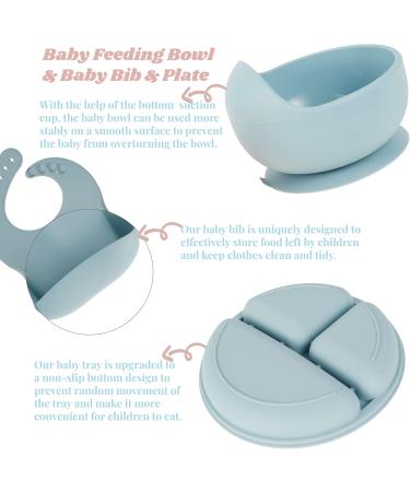 Baby Feeding Sets Silicone 6Pcs Baby Plates with Suction BPA Free Self Feeding Set Bowl&Divided Plate&Adjustable Bib&Soft Spoon&Fork for Babies and Toddlers - Easy Wipe Clean (Blue) - Buy Online on GoSupps.com