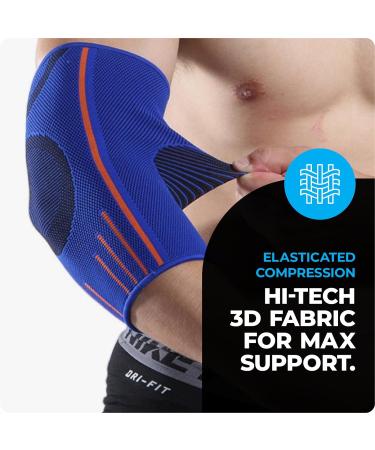 VITTO Elbow Support Sleeve for Tendonitis & Arthritis - Tennis & Golfers Elbow Strap - Weightlifting Compression Sleeve for Men & Women (S Blue) - Buy Online on GoSupps.com