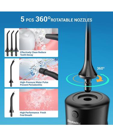 DayAndNai Professional Cordless Water Dental Flosser - Portable Oral Irrigator for Home & Travel - USB Rechargeable Teeth Cleaner with 5 Tips, 3 Modes - Waterproof & Ideal for Braces - Black - Buy Online on GoSupps.com