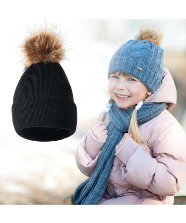 Shop Black Fleece Winter Hat for Toddlers (2-6 Years) | Warm Soft & Cozy Thermo Neck Warmer & Ear Protector - Buy Online on GoSupps.com