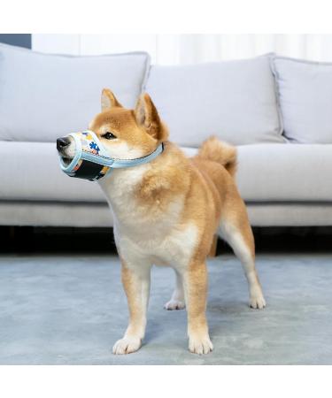 Soft Nylon Dog Muzzle - Anti-Bite & Anti-Barking for Small Medium & Large Dogs | Blue Flower Motif (L) - Buy Online on GoSupps.com