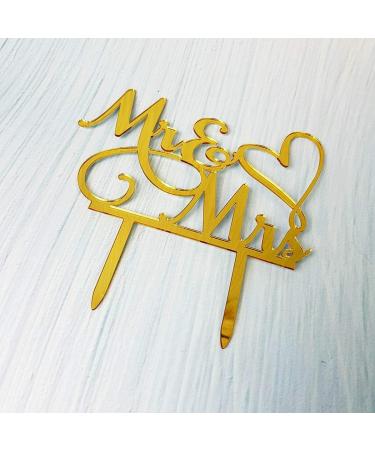 AMINJIE Mr and Mrs Cake Topper Bride and Groom Sign Wedding/Engagement Cake Toppers Decoration Mirror Gold Acrylic - Buy Online on GoSupps.com