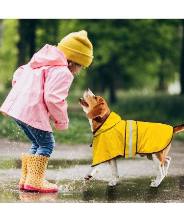 Dolitego Large Yellow Reflective Dog Raincoat with Hoodie - Waterproof Adjustable Dog Poncho for Dog Walking - Buy Online on GoSupps.com