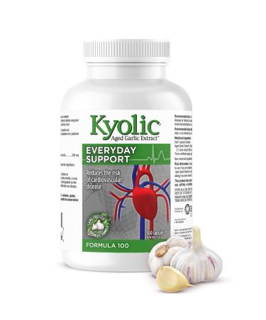 Kyolic - Aged Garlic Extract Supplements - Formula 100 Everyday Support 300mg 360 Capsules - Odorless Garlic Pills - Supports Overall Wellness Unflavored 360 count (Pack of 1)