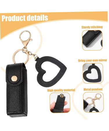 Buy Stylish Lipstick Holder & Case Set - 2PCS with Heart Mirror | Portable Lip Balm Keyring Sleeves - Perfect Gift for Women & Girls - Black & White - Buy Online on GoSupps.com