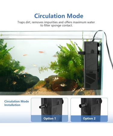Hygger Aquarium Internal Filter 220L/H - 3W Turtle Filter with Adjustable Flow & Ceramic Filter Balls for 20-40L Aquariums - Buy Online on GoSupps.com