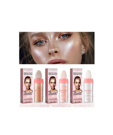 Face and Body Highlighter Powder Stick Natural Three-dimensional Face Blusher Patting Powder Highlighter High Gloss Fairy Glitter Sparkle Patting Powder Brighten Face Eyes Lips Hair Body Glow 01#White Moonbeam 1.69 Ounce (Pack of 1)