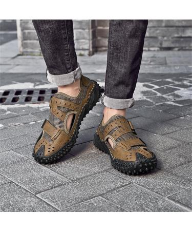 Buy Kaeaeilss Men's Leather Sandals - Comfortable Beach & Hiking Shoes Summer Trekking Footwear EU Size 41 Brown - Buy Online on GoSupps.com