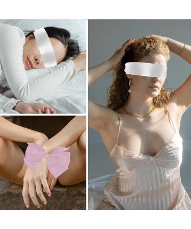2 Pcs Silk Satin Eye Masks - Adjustable Sleep Masks for Games | Pink Black & White - Smooth Blindfolds for Ultimate Comfort - Buy Online on GoSupps.com