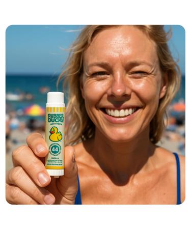 Rubber Ducky Lip Sunscreen Balm - SPF 44 Water Resistant Vegan Untinted Vanilla Flavor - Broad Spectrum Protection with Vitamin E | 24 Pack (All Season - Buy Online on GoSupps.com