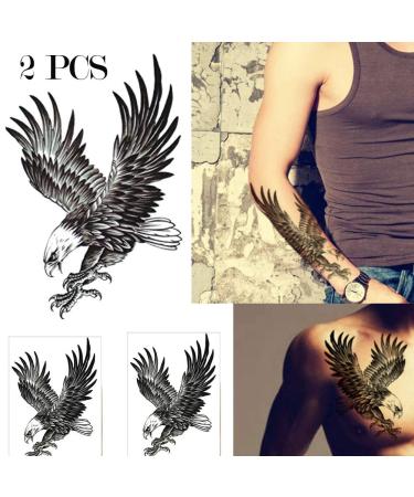 AKOAK 2 Pcs Waterproof Eagle Tattoo Sticker - Temporary Body Art for Men and Women (Black) - Buy Online on GoSupps.com