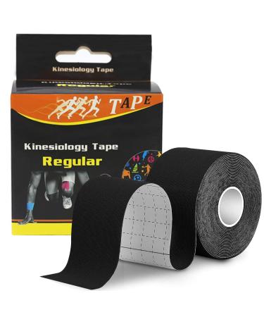 Kinesiology Tape Athletic Tape Elastic Therapeutic Sports Tape for Pain Relief Muscle Recovery and Joint Support Shoulder Knee Tennis Elbow Ankle Support Waterproof Breathable Latex Free 2" x 16.4 feet Per Roll Black Black 1
