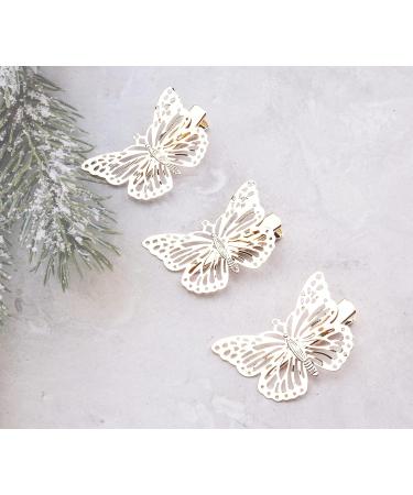 Ruwado Butterfly Hair Clips Set - Vintage Retro Small Claw Hairpins in Gold (3 Pairs) - Hair Styling Barrettes for Kids, Girls, Teens, Women - Buy Online on GoSupps.com